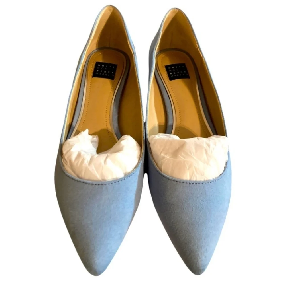 White House Black Market Flats Womens Size 6 Flats Bellamy Suede Blue Chill